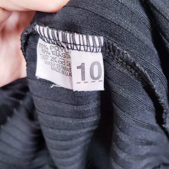 CITRUS Black Textured Sheath Mini Dress 8 MEDIUM V-Neck Front Lace-up Cap Sleeve - Picture 8 of 11